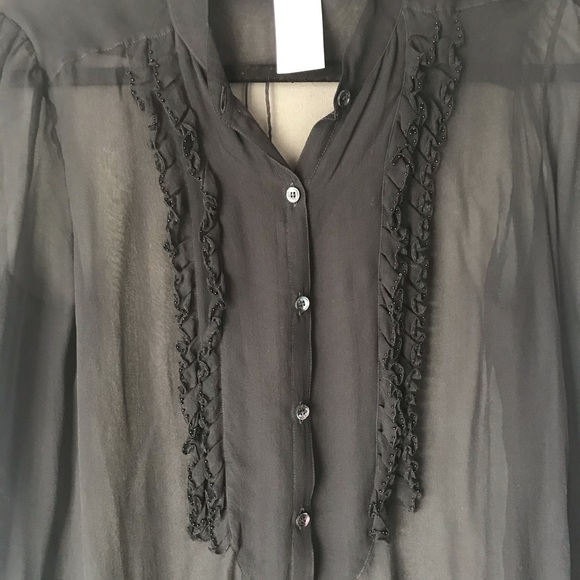 CHLOÉ black sheer button up beaded blouse - Picture 6 of 8